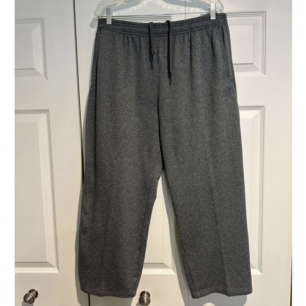 adidas Climawarm Charcoal Gray Fleece Open Hem Sweatpants Pants Mens XL